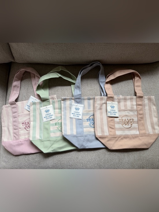 Trader Joe'S Handbags - Trader Joe’s Striped Mini Canvas Tote Bags | Set of 4